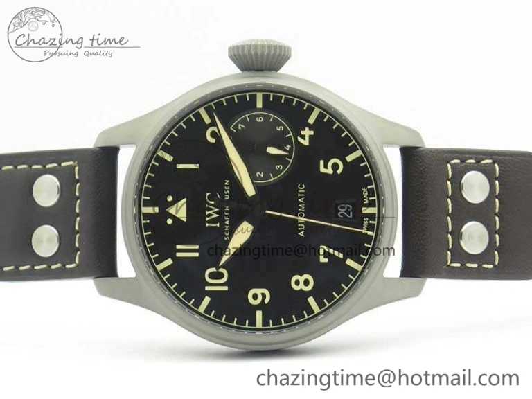 Big Pilot IW510301 Satin-Polished SS YLF Best Edition Black Dial On Leather Strap A Chic 7213