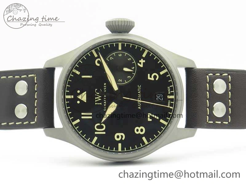 Big Pilot IW510301 Satin-Polished SS YLF Best Edition Black Dial On Leather Strap A Chic 7213