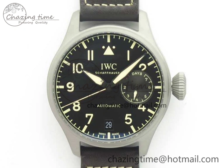 Big Pilot IW510301 Satin-Polished SS YLF Best Edition Black Dial On Leather Strap A Chic 7213