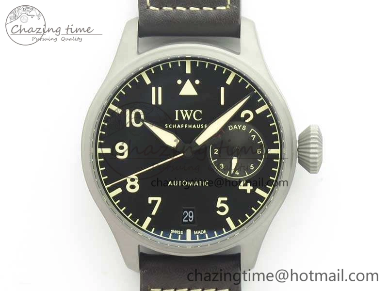 Big Pilot IW510301 Satin-Polished SS YLF Best Edition Black Dial On Leather Strap A Chic 7213