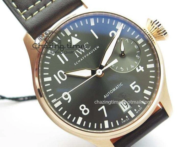 Vibrant Big Pilot Real PR 2016 IW500917 RG ZF Best Edition Gray Dial On Brown Leather Strap A 7290