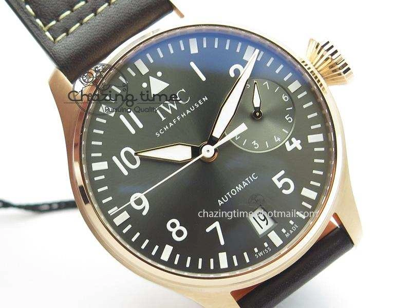 Vibrant Big Pilot Real PR 2016 IW500917 RG ZF Best Edition Gray Dial On Brown Leather Strap A 7290