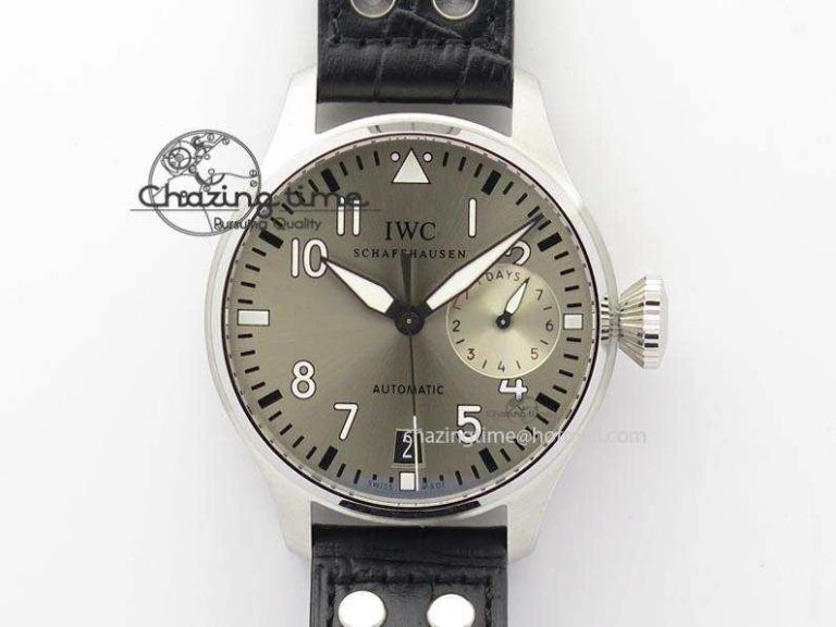 Original Big Pilot Real PR IW500906 ZF 1:1 Best Edition Silver Dial On Black Leather Strap A 7285