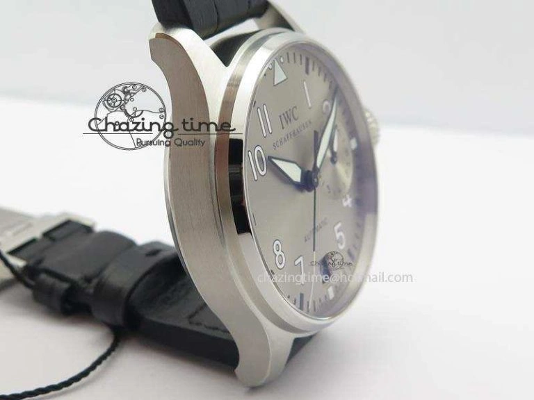 Original Big Pilot Real PR IW500906 ZF 1:1 Best Edition Silver Dial On Black Leather Strap A 7285