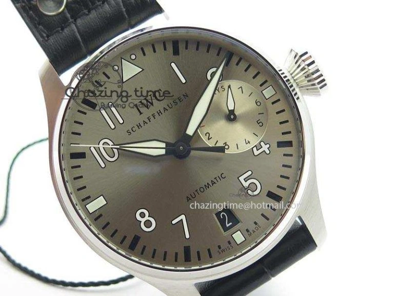 Original Big Pilot Real PR IW500906 ZF 1:1 Best Edition Silver Dial On Black Leather Strap A 7285