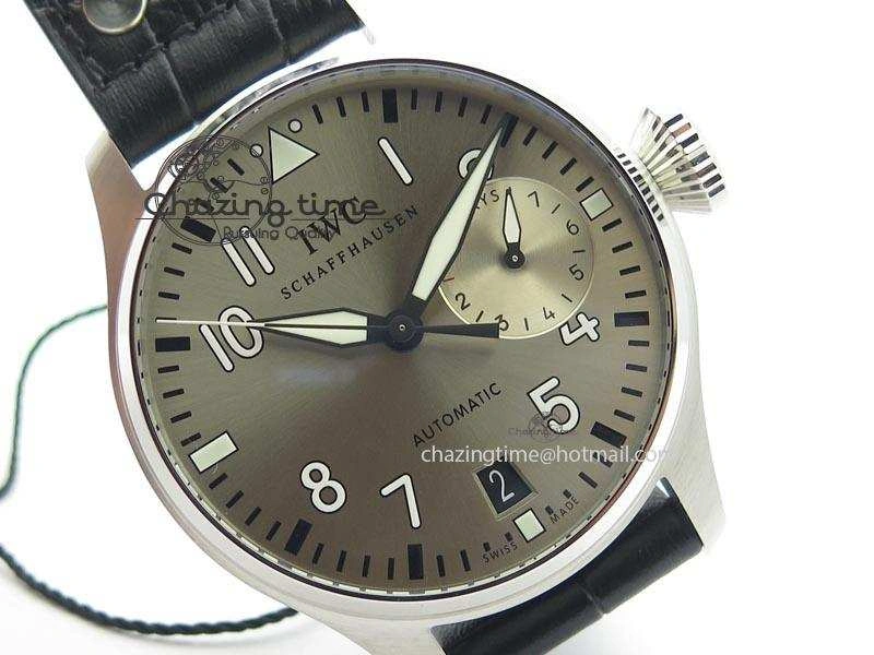 Original Big Pilot Real PR IW500906 ZF 1:1 Best Edition Silver Dial On Black Leather Strap A 7285