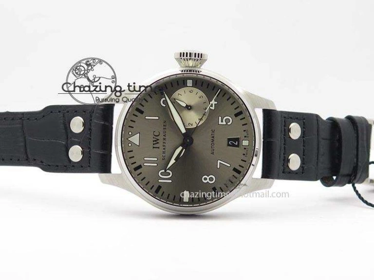 Original Big Pilot Real PR IW500906 ZF 1:1 Best Edition Silver Dial On Black Leather Strap A 7285