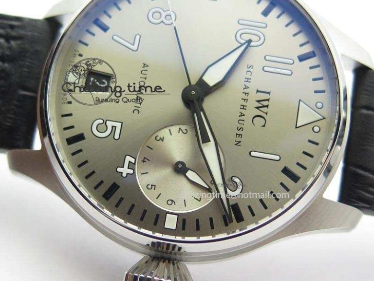 Original Big Pilot Real PR IW500906 ZF 1:1 Best Edition Silver Dial On Black Leather Strap A 7285