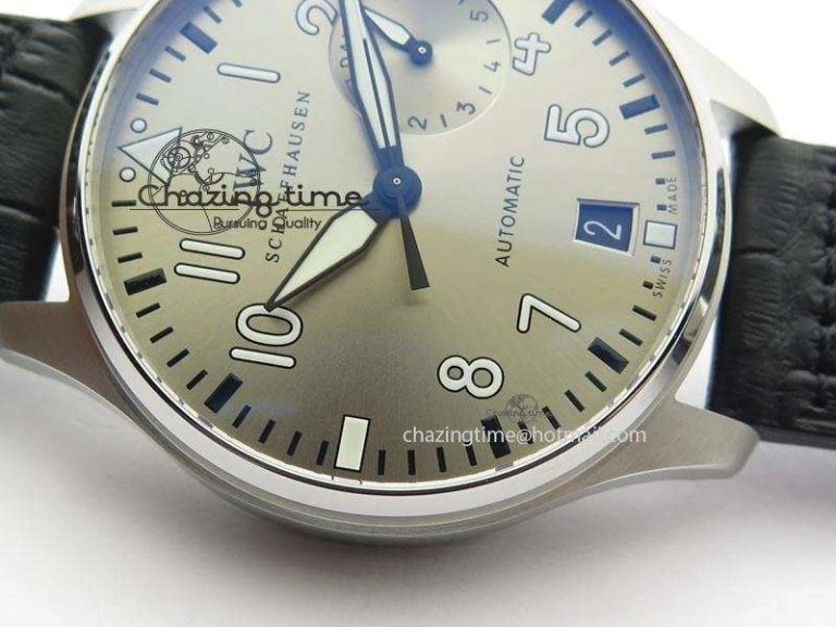 Original Big Pilot Real PR IW500906 ZF 1:1 Best Edition Silver Dial On Black Leather Strap A 7285
