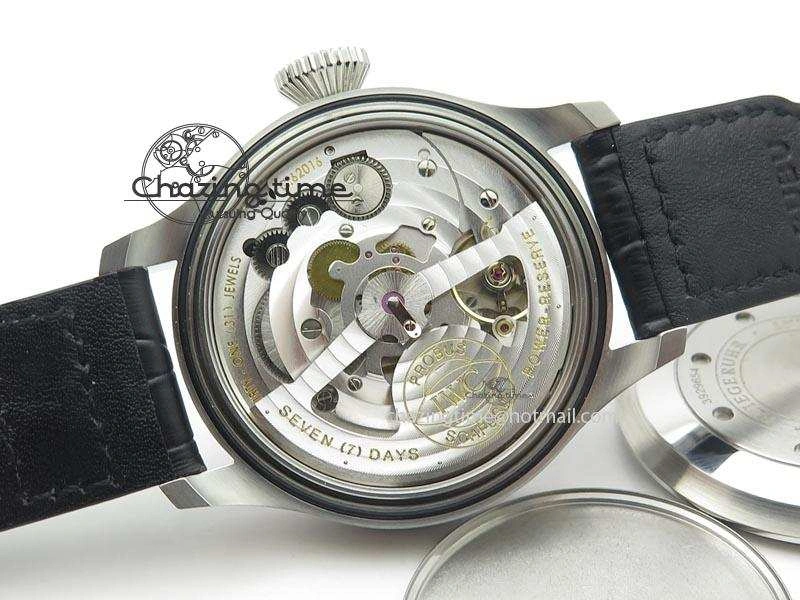 Original Big Pilot Real PR IW500906 ZF 1:1 Best Edition Silver Dial On Black Leather Strap A 7285