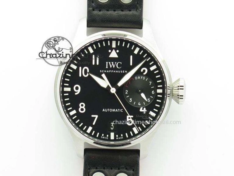WaterResistant Big Pilot Real PR IW500912 ZF Best Edition Black Dial On Black Leather Strap A 7287
