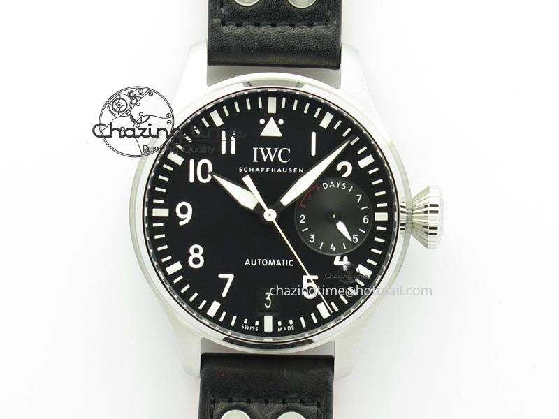 WaterResistant Big Pilot Real PR IW500912 ZF Best Edition Black Dial On Black Leather Strap A 7287