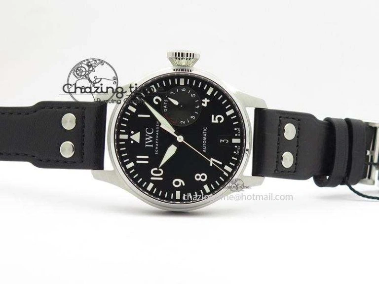 WaterResistant Big Pilot Real PR IW500912 ZF Best Edition Black Dial On Black Leather Strap A 7287