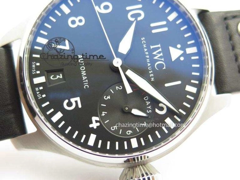 WaterResistant Big Pilot Real PR IW500912 ZF Best Edition Black Dial On Black Leather Strap A 7287