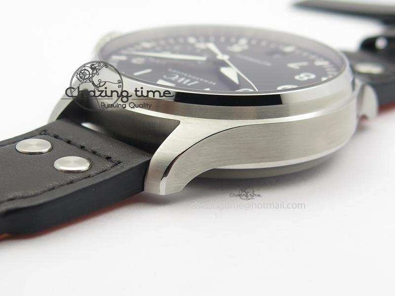 WaterResistant Big Pilot Real PR IW500912 ZF Best Edition Black Dial On Black Leather Strap A 7287