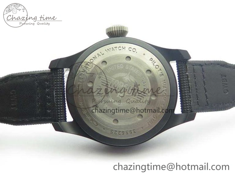 OdorResistant Big Pilot Real PR IW502001 Real Ceramic ZF 1:1 Best Edition On Black Calfskin Strap A51111 V 7227