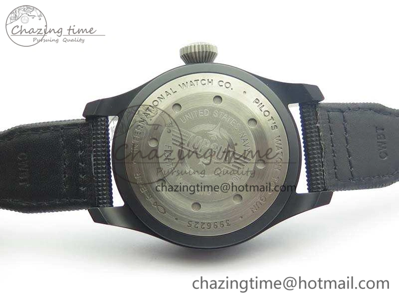 OdorResistant Big Pilot Real PR IW502001 Real Ceramic ZF 1:1 Best Edition On Black Calfskin Strap A51111 V 7227