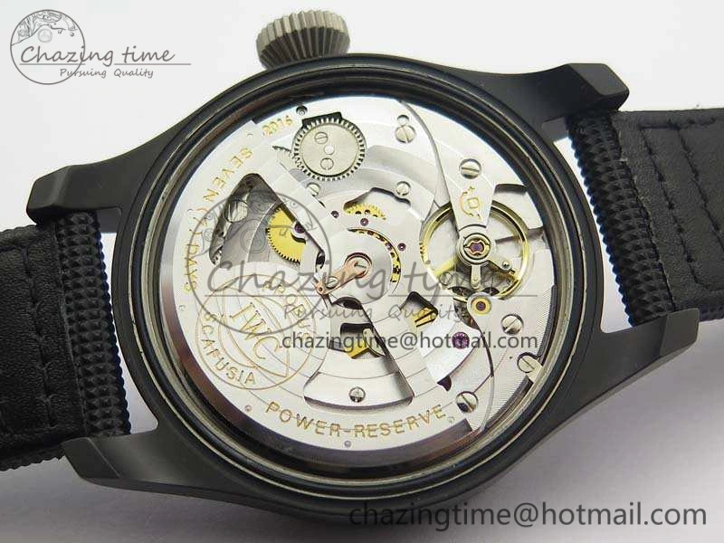 OdorResistant Big Pilot Real PR IW502001 Real Ceramic ZF 1:1 Best Edition On Black Calfskin Strap A51111 V 7227