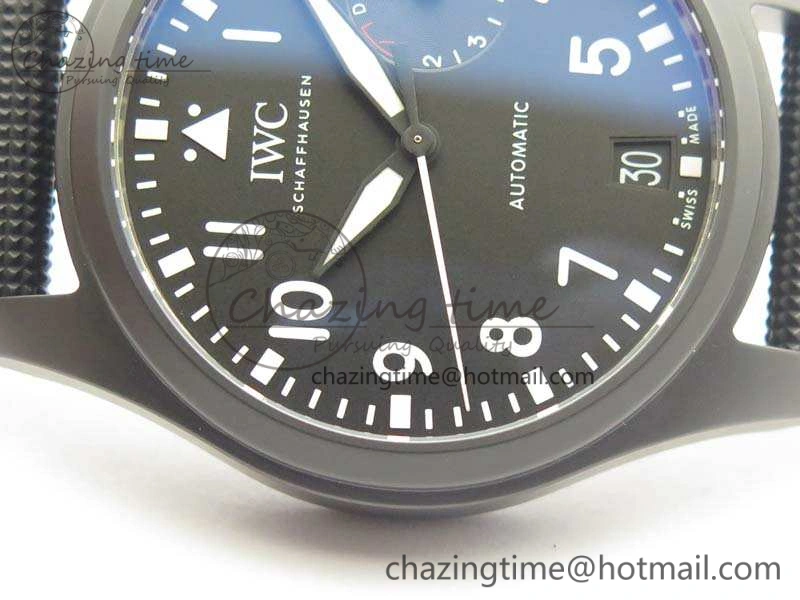 OdorResistant Big Pilot Real PR IW502001 Real Ceramic ZF 1:1 Best Edition On Black Calfskin Strap A51111 V 7227