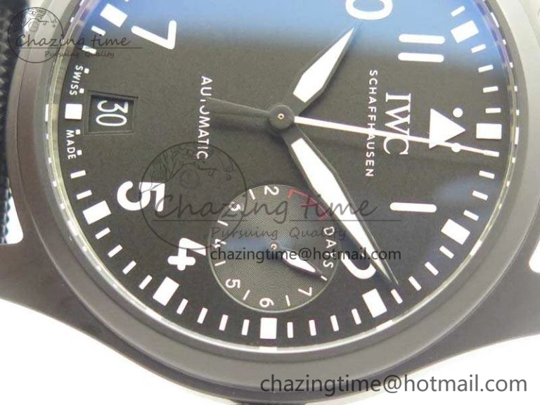 OdorResistant Big Pilot Real PR IW502001 Real Ceramic ZF 1:1 Best Edition On Black Calfskin Strap A51111 V 7227