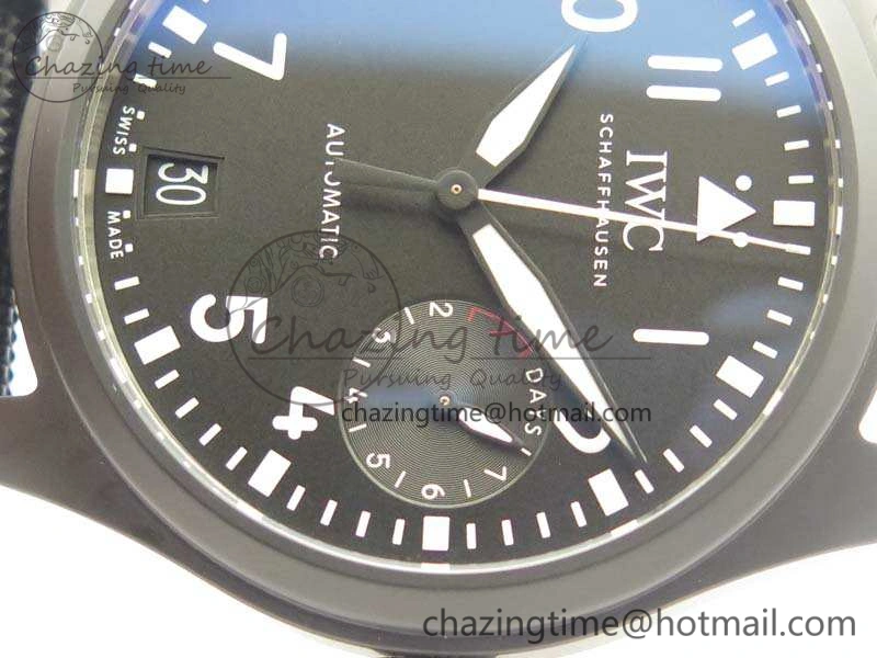 OdorResistant Big Pilot Real PR IW502001 Real Ceramic ZF 1:1 Best Edition On Black Calfskin Strap A51111 V 7227