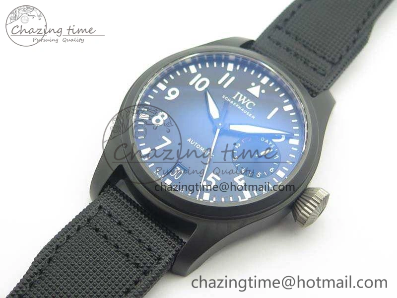 OdorResistant Big Pilot Real PR IW502001 Real Ceramic ZF 1:1 Best Edition On Black Calfskin Strap A51111 V 7227