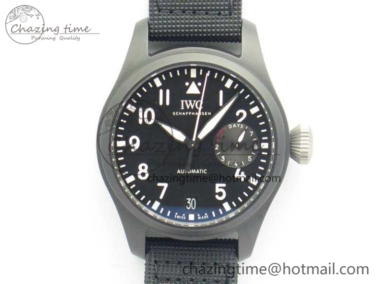 OdorResistant Big Pilot Real PR IW502001 Real Ceramic ZF 1:1 Best Edition On Black Calfskin Strap A51111 V 7227