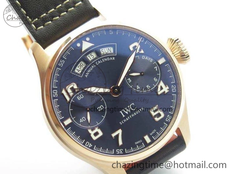 UrbanStyle Big Pilot Real PR IW502701 RG YLF 1:1 Best Edition Blue Dial On Calfskin Strap A 7225