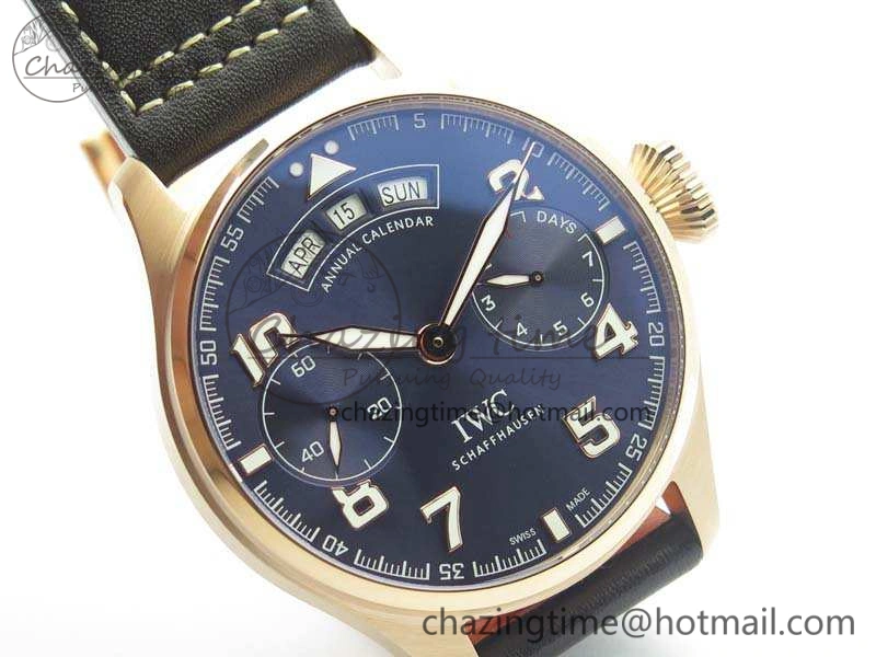 UrbanStyle Big Pilot Real PR IW502701 RG YLF 1:1 Best Edition Blue Dial On Calfskin Strap A 7225