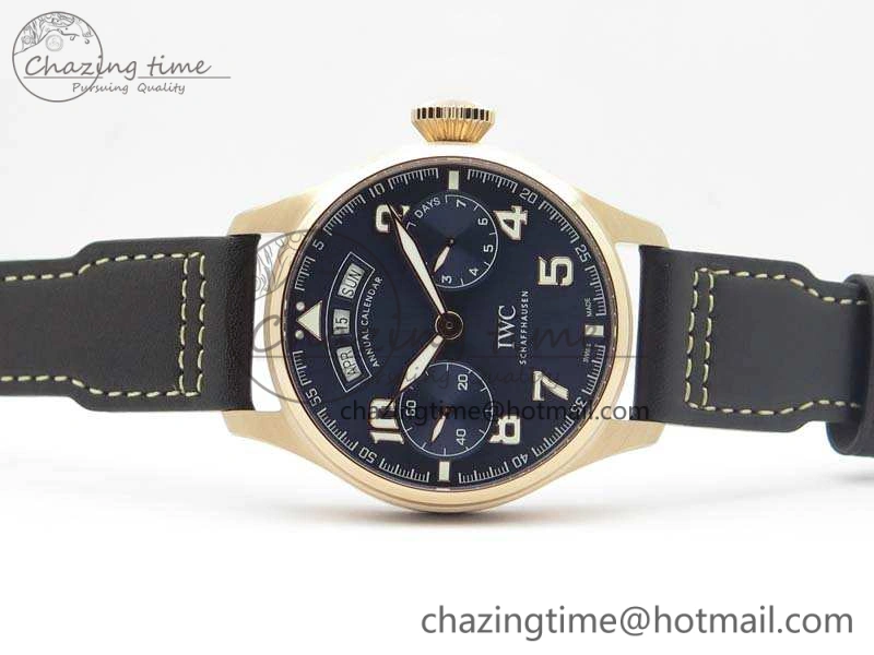 UrbanStyle Big Pilot Real PR IW502701 RG YLF 1:1 Best Edition Blue Dial On Calfskin Strap A 7225
