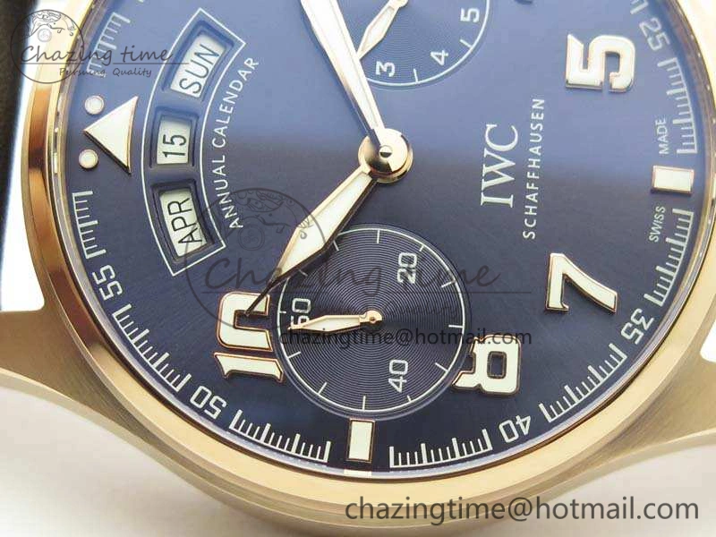 UrbanStyle Big Pilot Real PR IW502701 RG YLF 1:1 Best Edition Blue Dial On Calfskin Strap A 7225