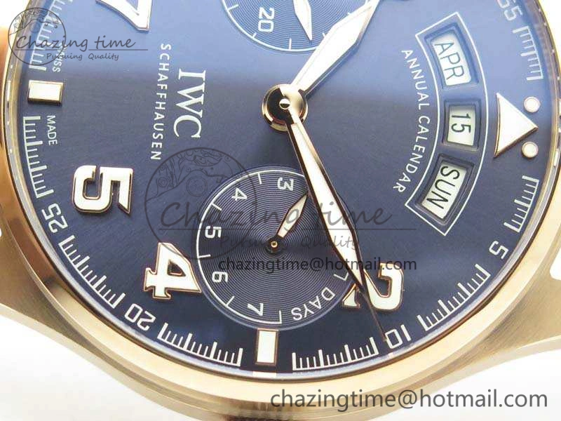 UrbanStyle Big Pilot Real PR IW502701 RG YLF 1:1 Best Edition Blue Dial On Calfskin Strap A 7225