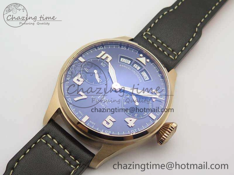 UrbanStyle Big Pilot Real PR IW502701 RG YLF 1:1 Best Edition Blue Dial On Calfskin Strap A 7225