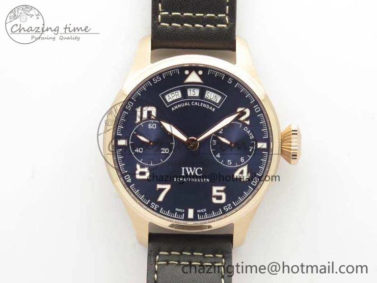 UrbanStyle Big Pilot Real PR IW502701 RG YLF 1:1 Best Edition Blue Dial On Calfskin Strap A 7225