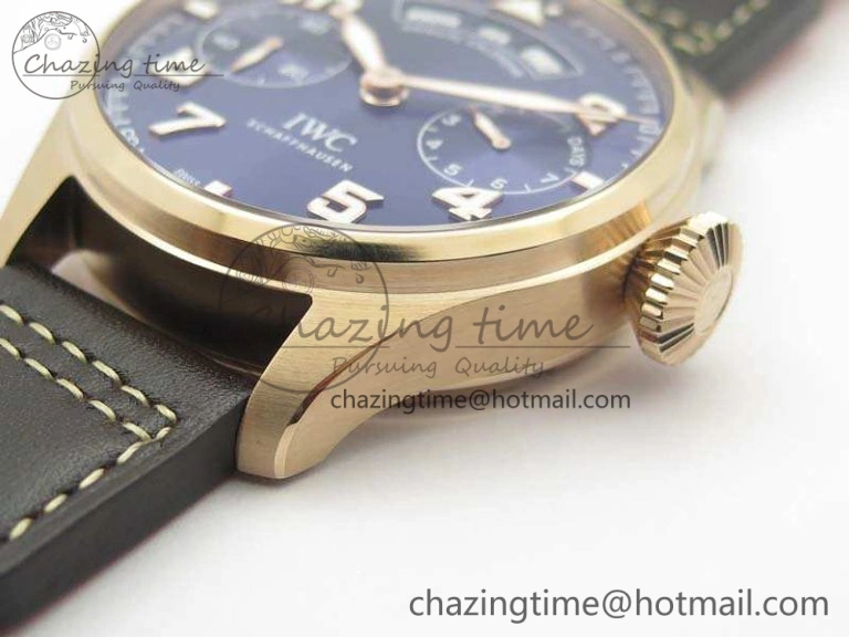 UrbanStyle Big Pilot Real PR IW502701 RG YLF 1:1 Best Edition Blue Dial On Calfskin Strap A 7225