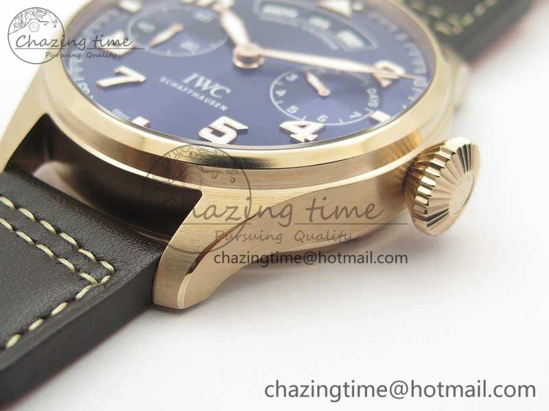 UrbanStyle Big Pilot Real PR IW502701 RG YLF 1:1 Best Edition Blue Dial On Calfskin Strap A 7225