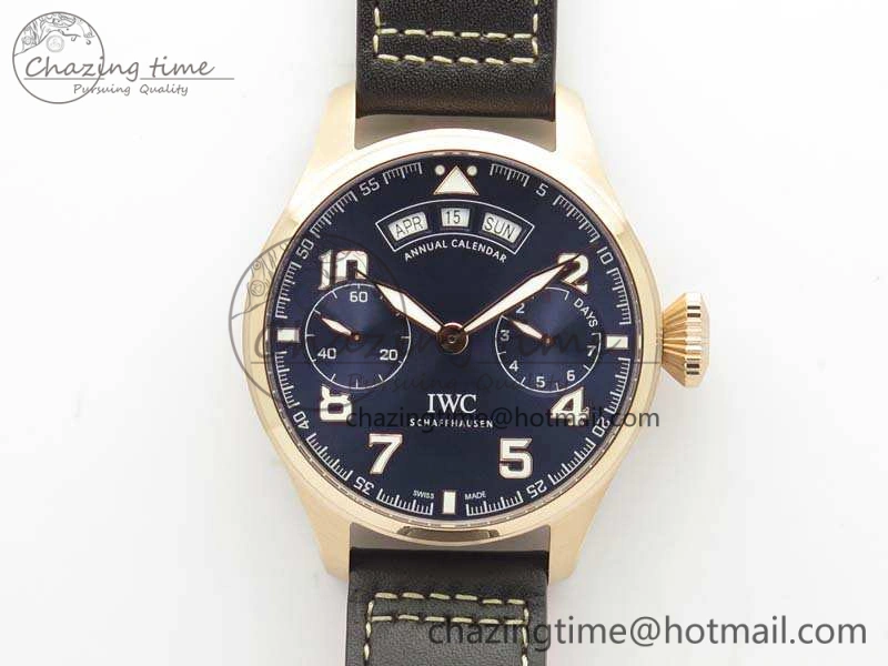 UrbanStyle Big Pilot Real PR IW502701 RG YLF 1:1 Best Edition Blue Dial On Calfskin Strap A 7225
