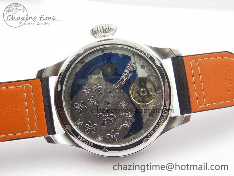 Bright Big Pilot Real PR IW502703 SS YLF 1:1 Best Edition Blue Dial On Calfskin Strap A 7226