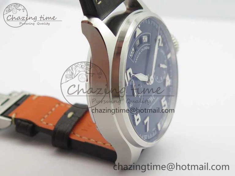 Bright Big Pilot Real PR IW502703 SS YLF 1:1 Best Edition Blue Dial On Calfskin Strap A 7226