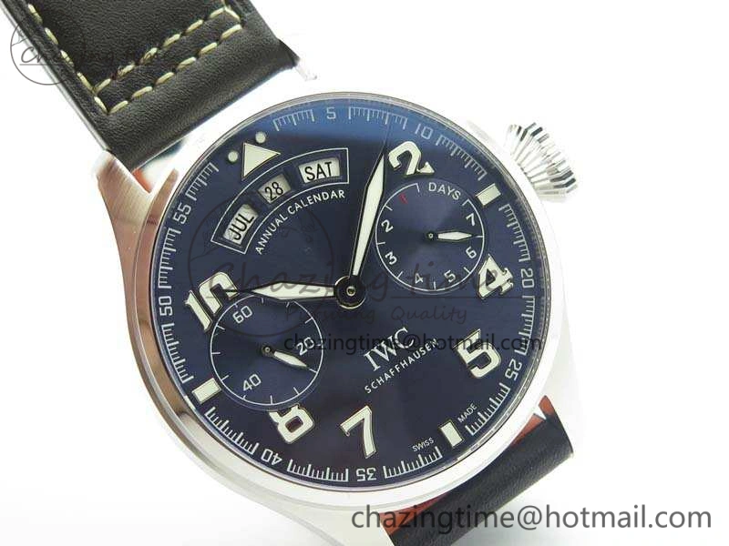 Bright Big Pilot Real PR IW502703 SS YLF 1:1 Best Edition Blue Dial On Calfskin Strap A 7226