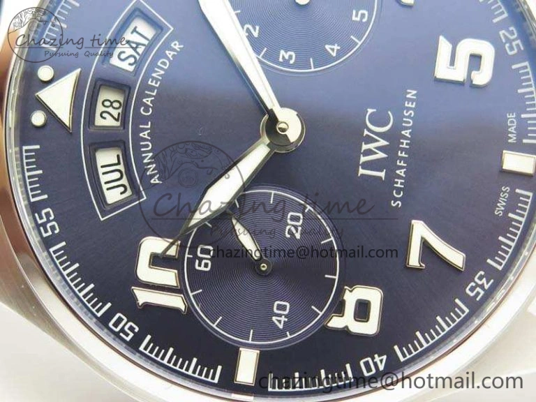 Bright Big Pilot Real PR IW502703 SS YLF 1:1 Best Edition Blue Dial On Calfskin Strap A 7226