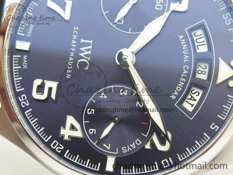 Bright Big Pilot Real PR IW502703 SS YLF 1:1 Best Edition Blue Dial On Calfskin Strap A 7226