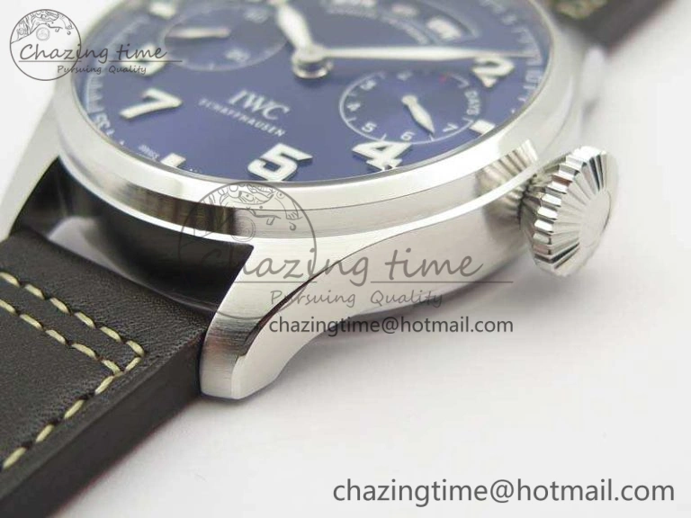 Bright Big Pilot Real PR IW502703 SS YLF 1:1 Best Edition Blue Dial On Calfskin Strap A 7226