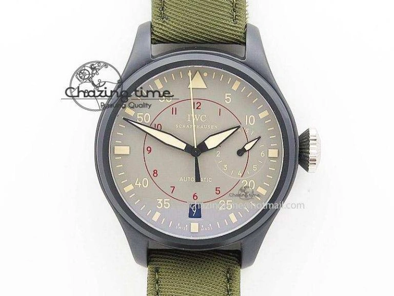 Big Pilot Top Gun Miramar PVD Plated Titanium on Green Nylon Strap A23J Practical 7398