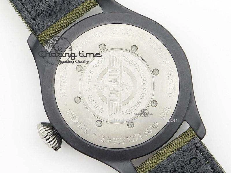 Big Pilot Top Gun Miramar PVD Plated Titanium on Green Nylon Strap A23J Practical 7398