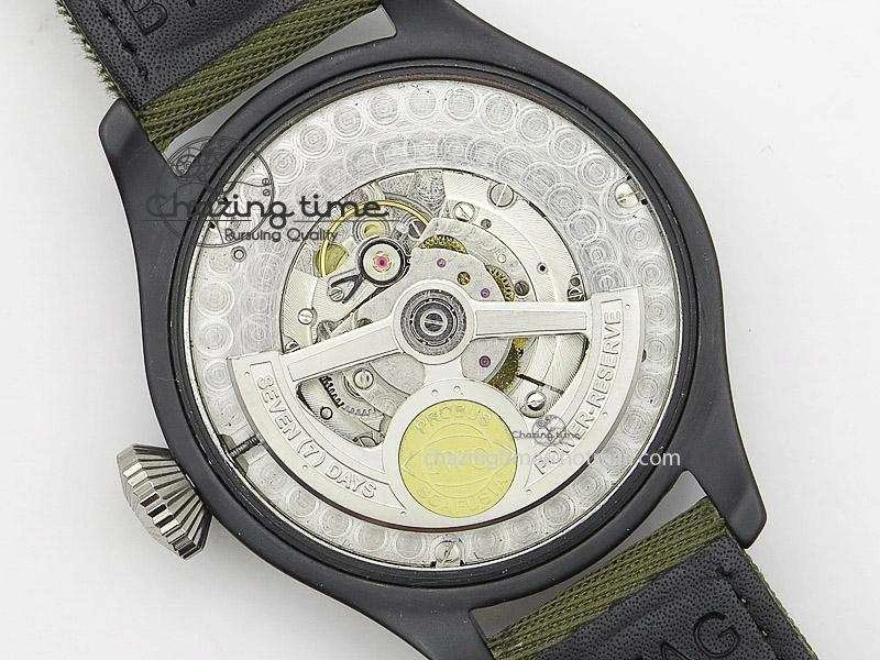 Big Pilot Top Gun Miramar PVD Plated Titanium on Green Nylon Strap A23J Practical 7398