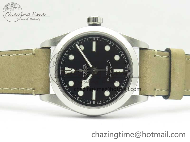 Black Bay 36 KRF 1:1 Best Edition Black Dial on Gray Leather Strap A Thermal 9768