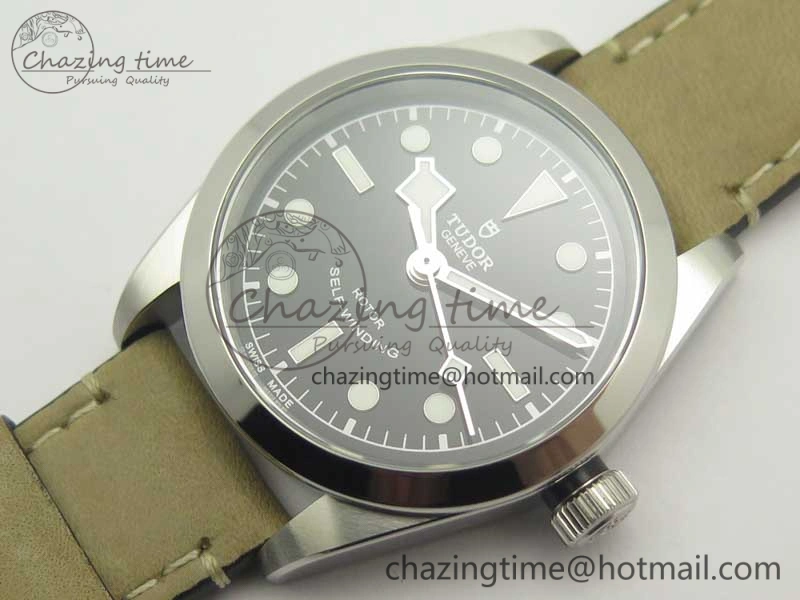 Black Bay 36 KRF 1:1 Best Edition Black Dial on Gray Leather Strap A Thermal 9768