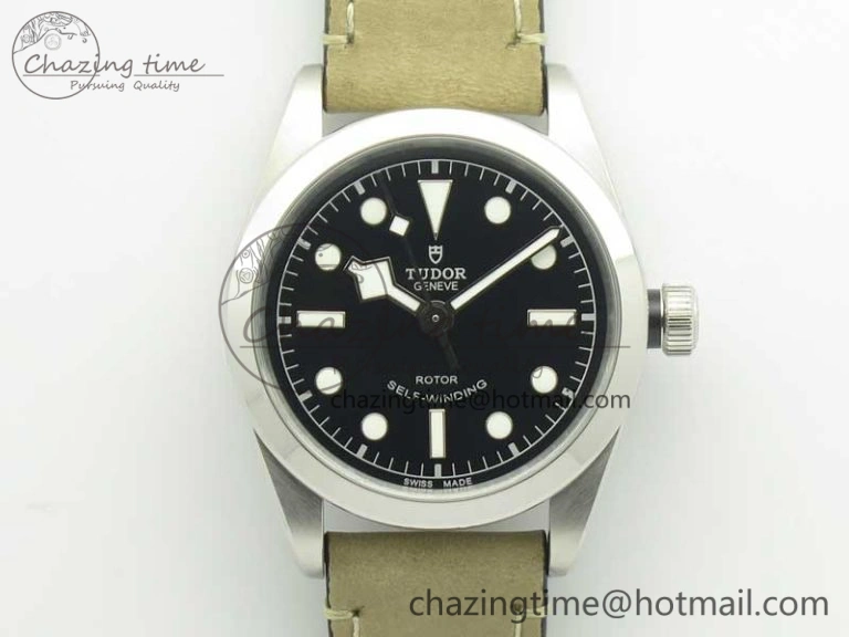 Black Bay 36 KRF 1:1 Best Edition Black Dial on Gray Leather Strap A Thermal 9768