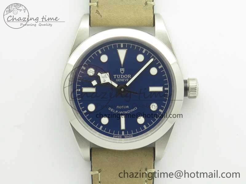Black Bay 36 KRF 1:1 Best Edition Blue Dial on Gray Leather Strap A Supportive 9766